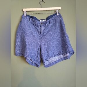 Blue Casual Linen-Blend Shorts